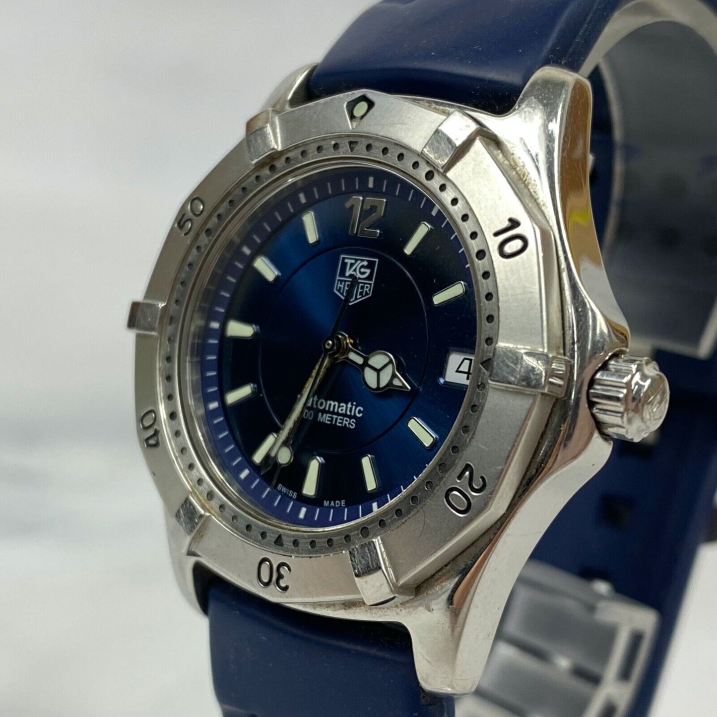 TAG Heuer WK2117 Swiss Made Blue Date Automatic Mens Watch Vintage Excellent