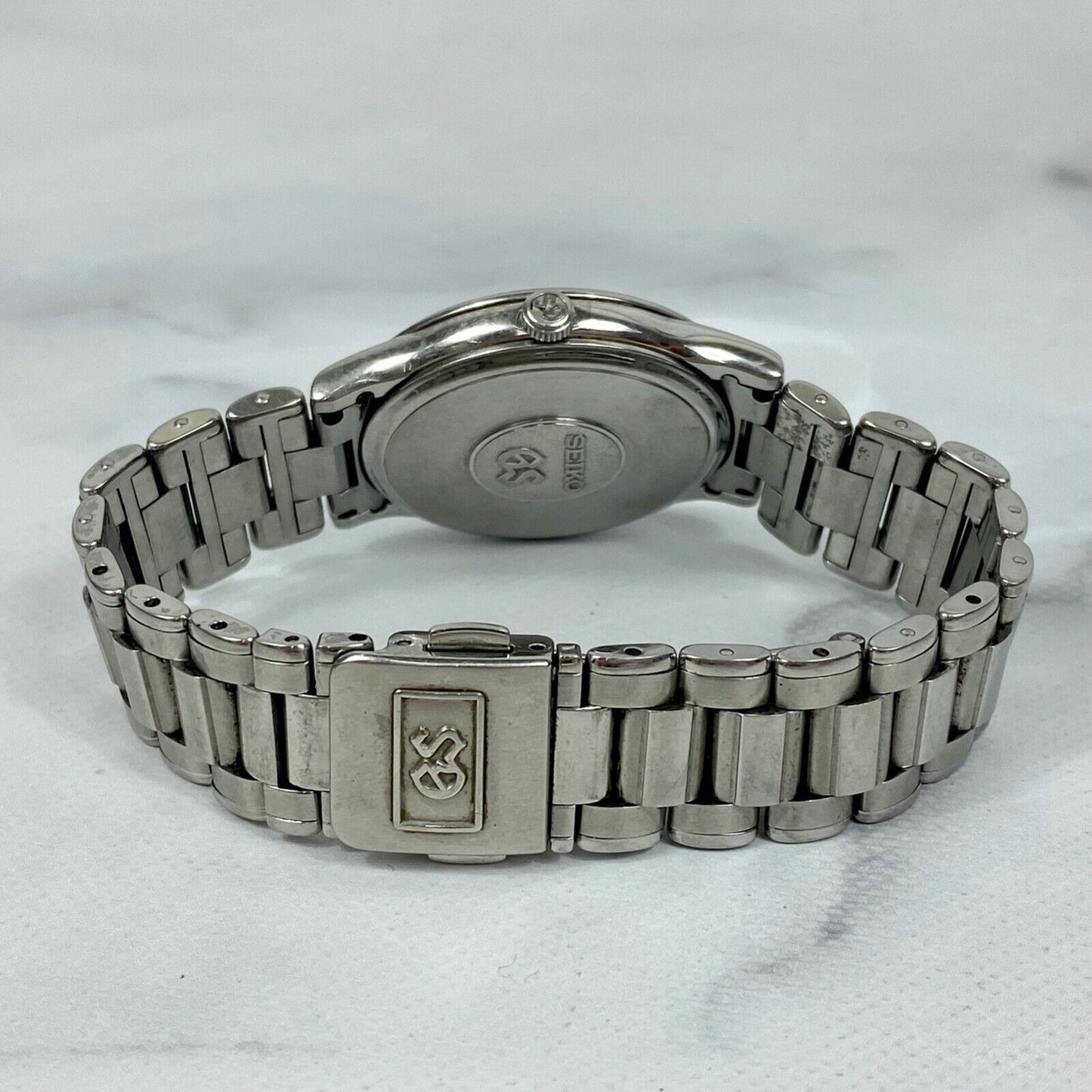 SEIKO Grand Seiko 8J56-7000 Quartz Silver Date Mens Watch Vintage Excellent