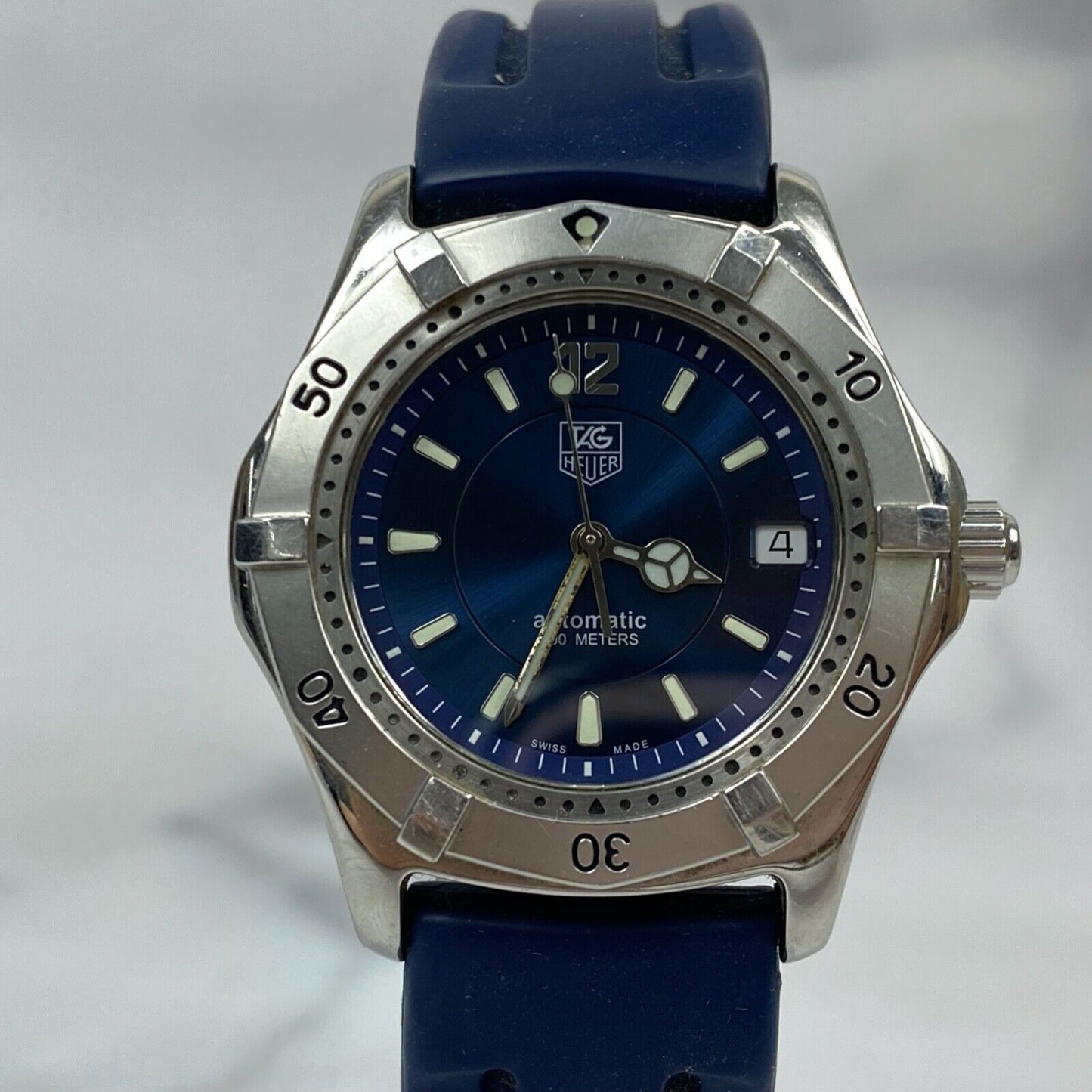 TAG Heuer WK2117 Swiss Made Blue Date Automatic Mens Watch Vintage Excellent