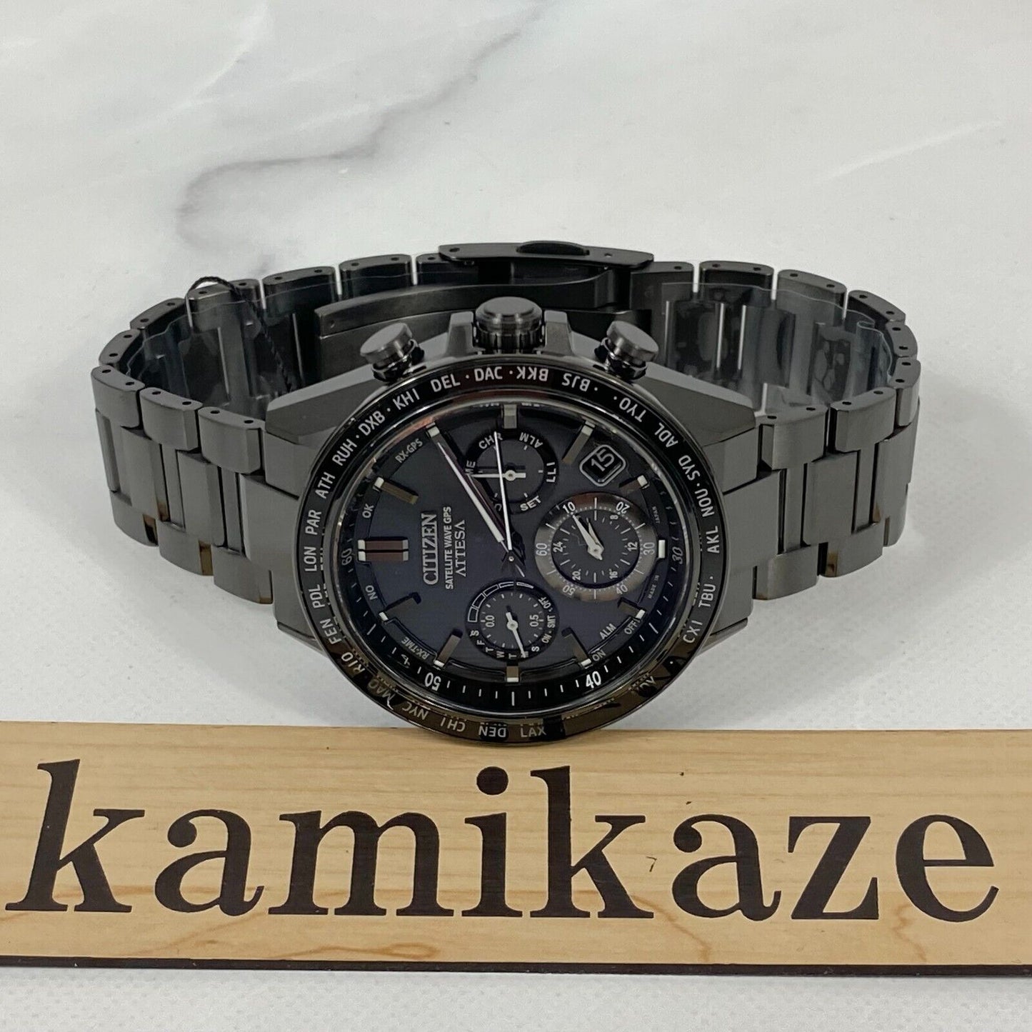 Citizen CC4055-65E ATTESA ACT Line Black GPS Solar Titanium Mens Watch New