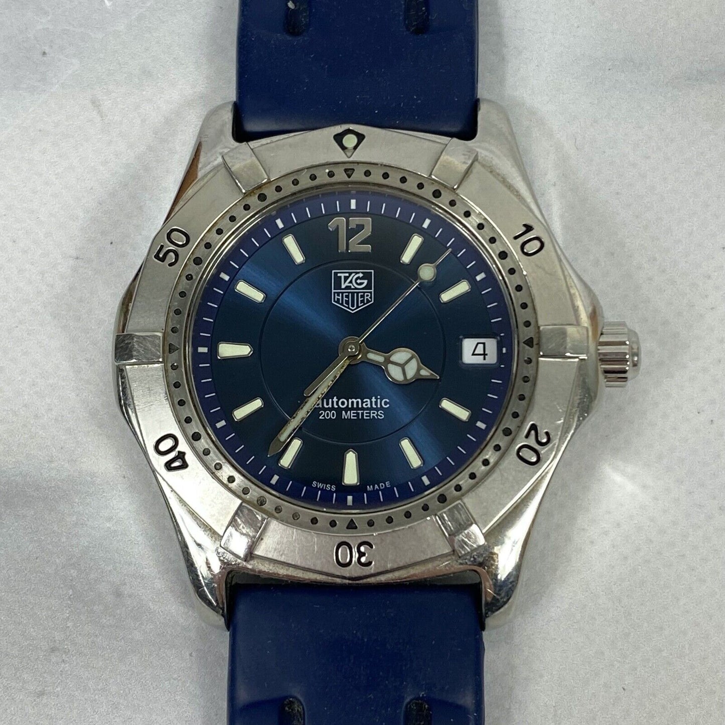 TAG Heuer WK2117 Swiss Made Blue Date Automatic Mens Watch Vintage Excellent