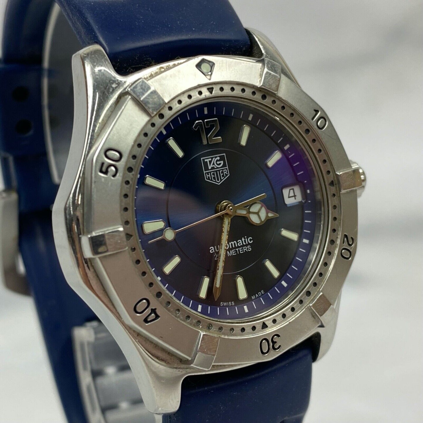 TAG Heuer WK2117 Swiss Made Blue Date Automatic Mens Watch Vintage Excellent