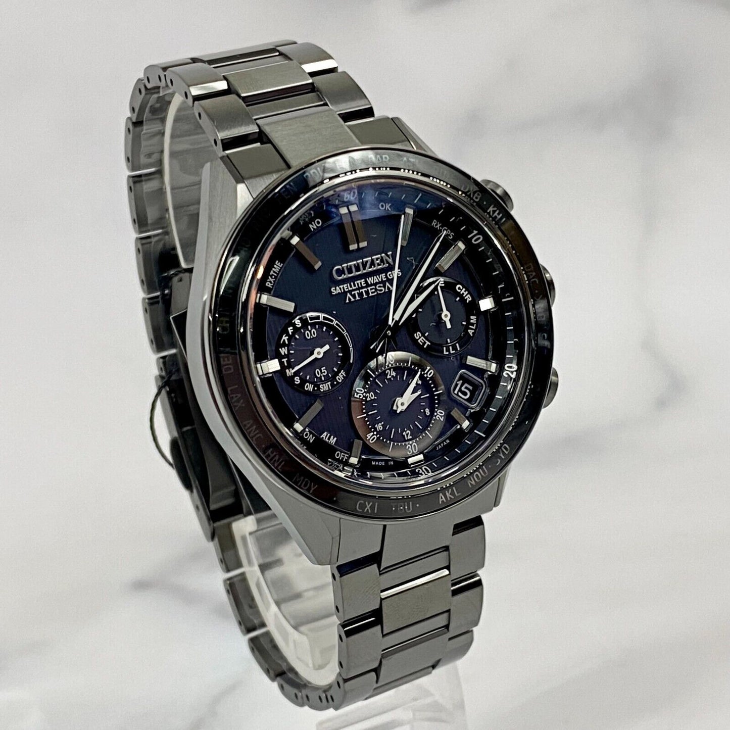 Citizen CC4055-65E ATTESA ACT Line Black GPS Solar Titanium Mens Watch New