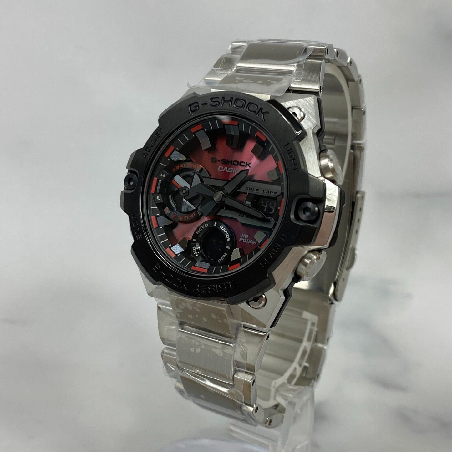 CASIO G-Shock GST-B400AD-1A4 G-Steel Stainless Steel Solar Fire Red Watch New