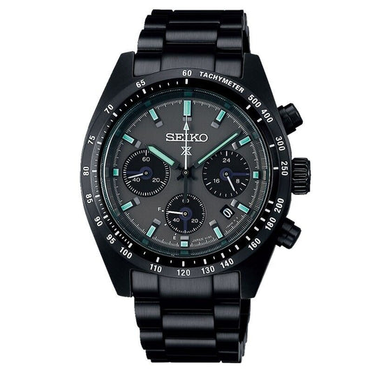 SEIKO PROSPEX Speed Timer SBDL103 Solar Chronograph Date Black Mens Watch New