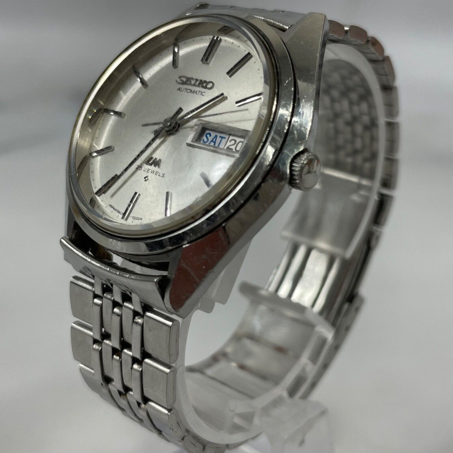 SEIKO LORDMATIC 5606-7191 Day/Date 25J Automatic Mens Watch Vintage Excellent