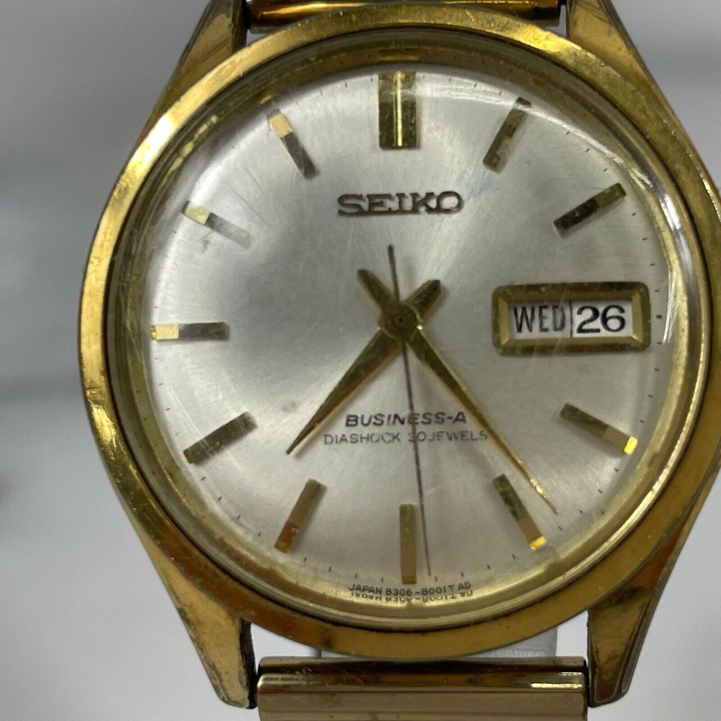 SEIKO BUSINESS A DiaShock 8306-8001 30J Automatic Mens Watch Vintage Excellent