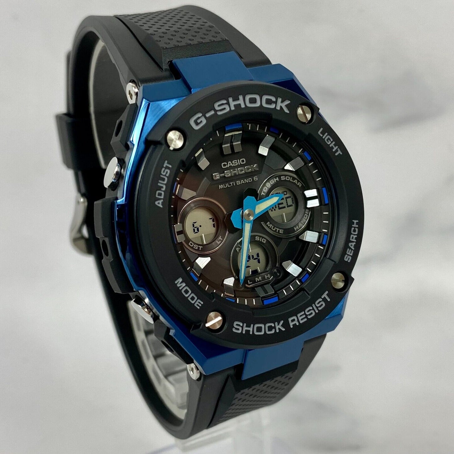 CASIO G-Shock GST-W300G-1A2JF G-STEEL Radio Solar Black Blue Mens Watch New