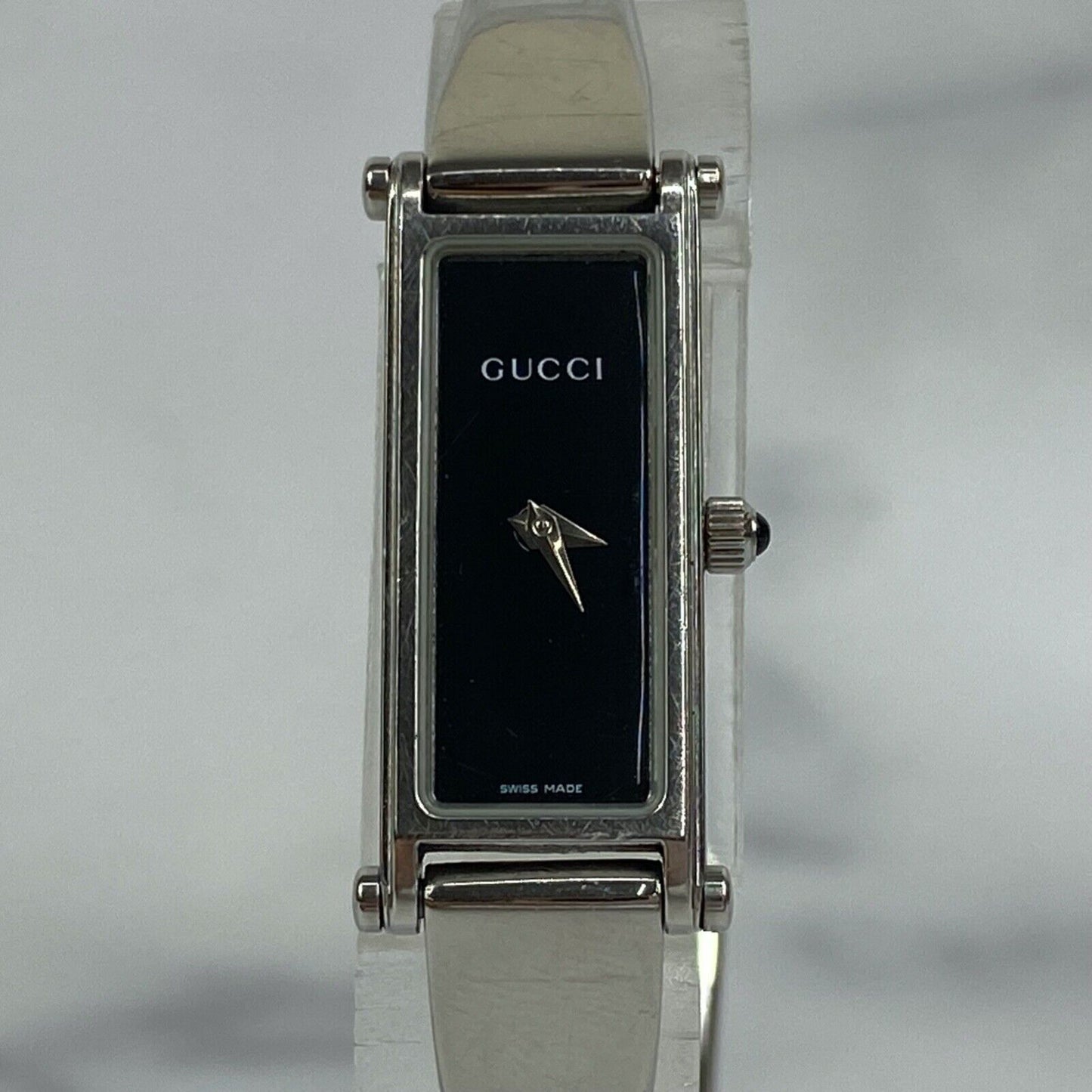 GUCCI 1500L Quartz Swiss Black Dial Rectangle Womens Watch Vintage Excellent