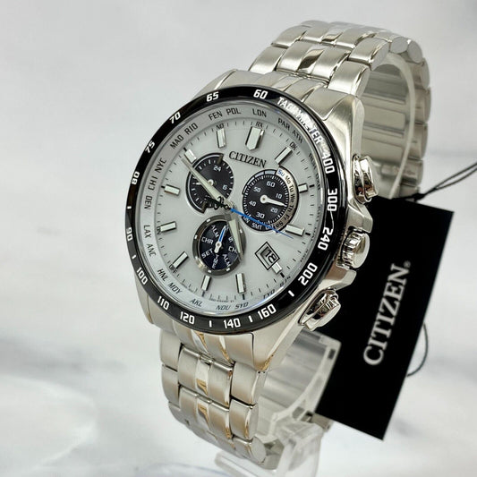 Citizen Collection CB5874-90A Eco-Drive Chronograph Atomic Radio Mens Watch New