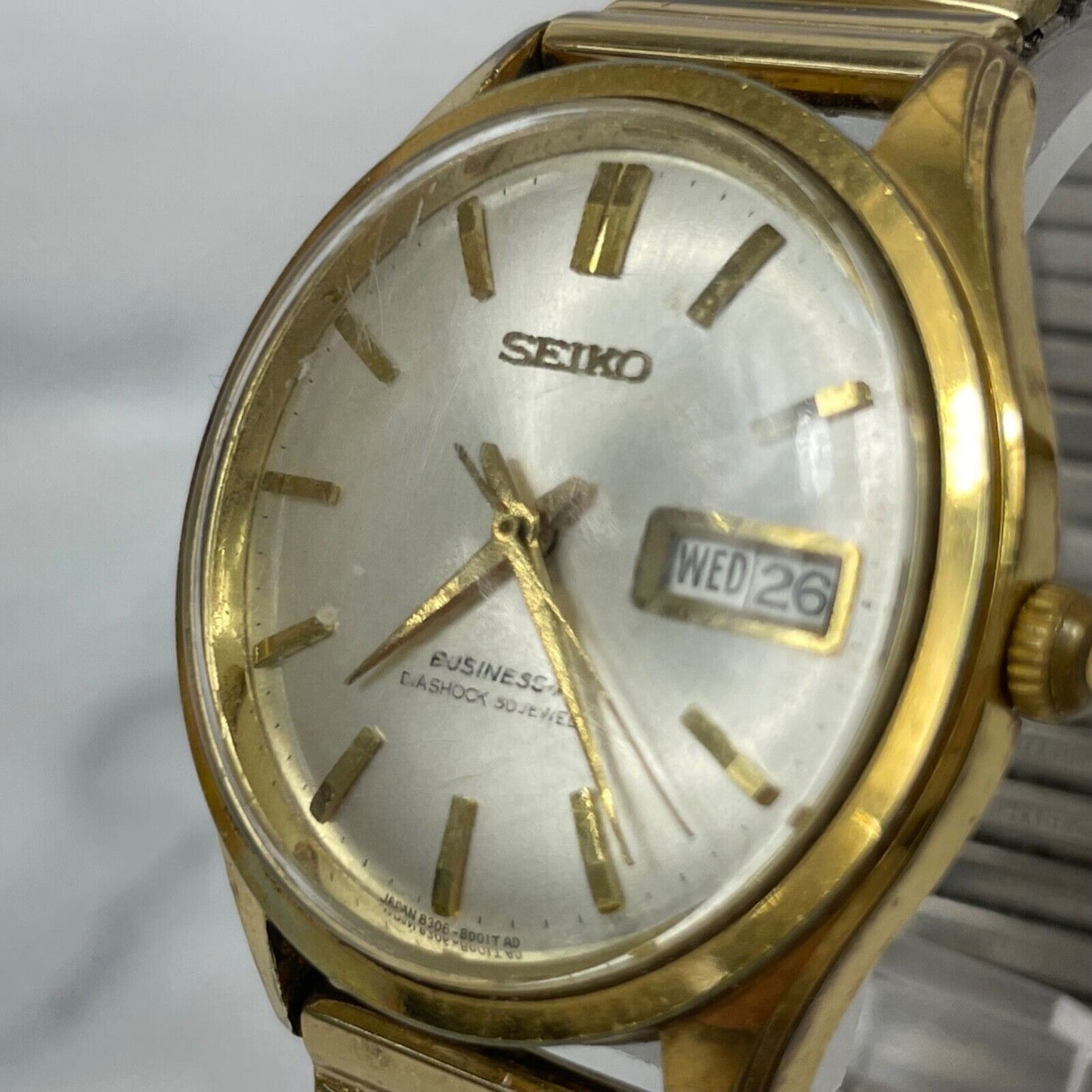 SEIKO BUSINESS A DiaShock 8306-8001 30J Automatic Mens Watch Vintage Excellent