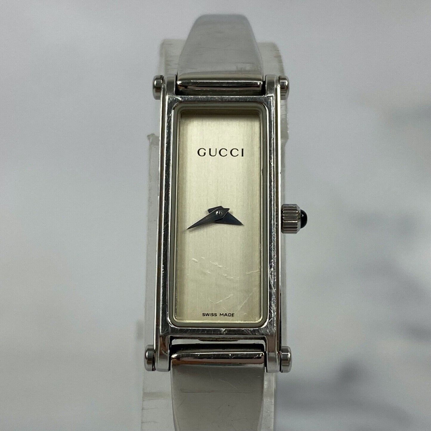 GUCCI 1500L Quartz Swiss White Dial Rectangle Womens Watch Vintage Excellent