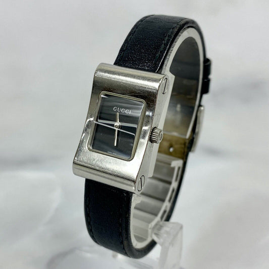 GUCCI 2300L Swiss Black Analog Rectangle Quartz Womens Watch Vintage Excellent