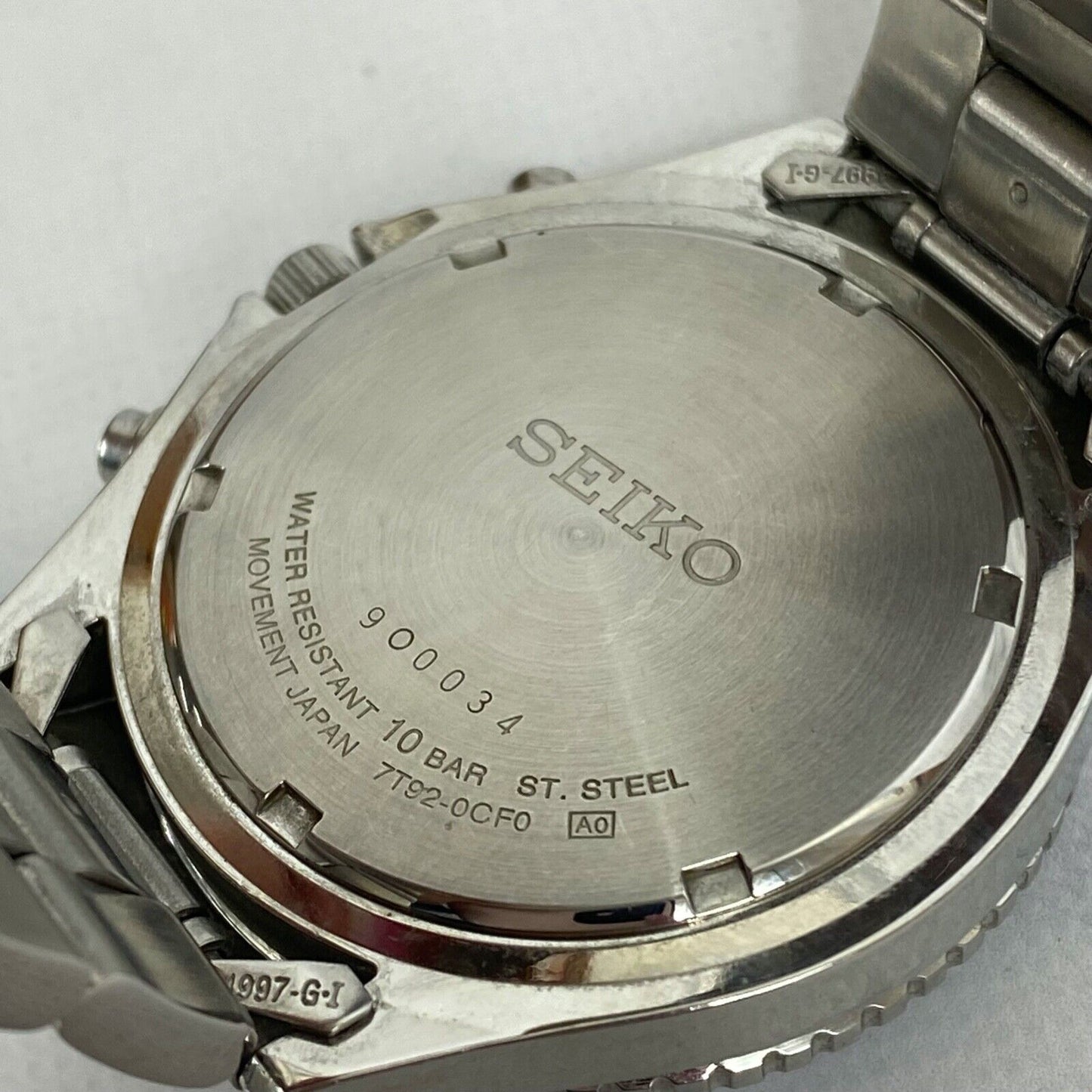 SEIKO Chronograph 7T92-0CF0 Quartz Date Blue Japan Mens Watch Vintage Excellent