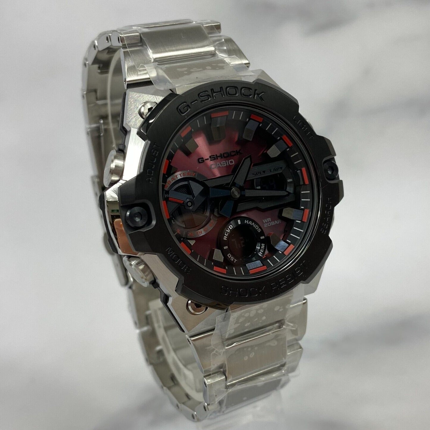 CASIO G-Shock GST-B400AD-1A4 G-Steel Stainless Steel Solar Fire Red Watch New