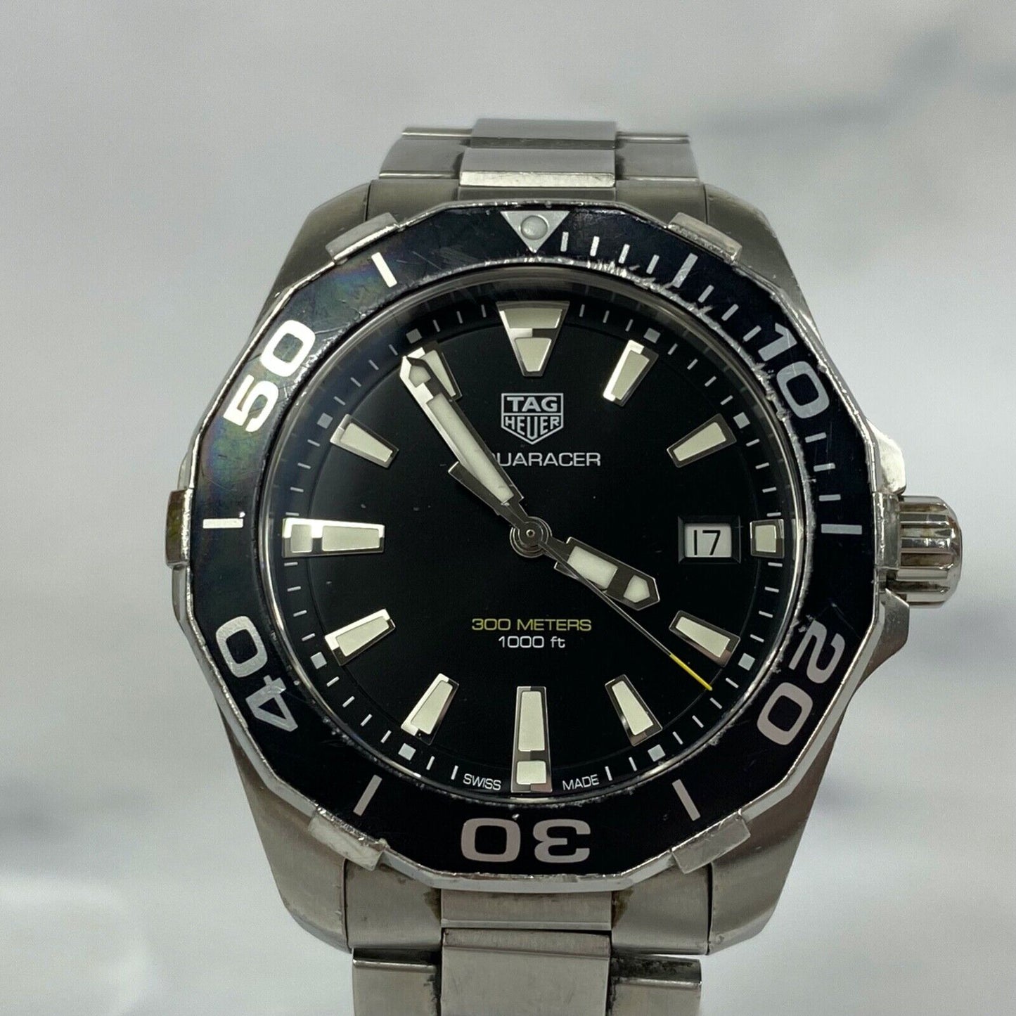 TAG HEUER WAY111A Aquaracer 300m 1000ft Date Quartz Mens Watch Vintage Excellent