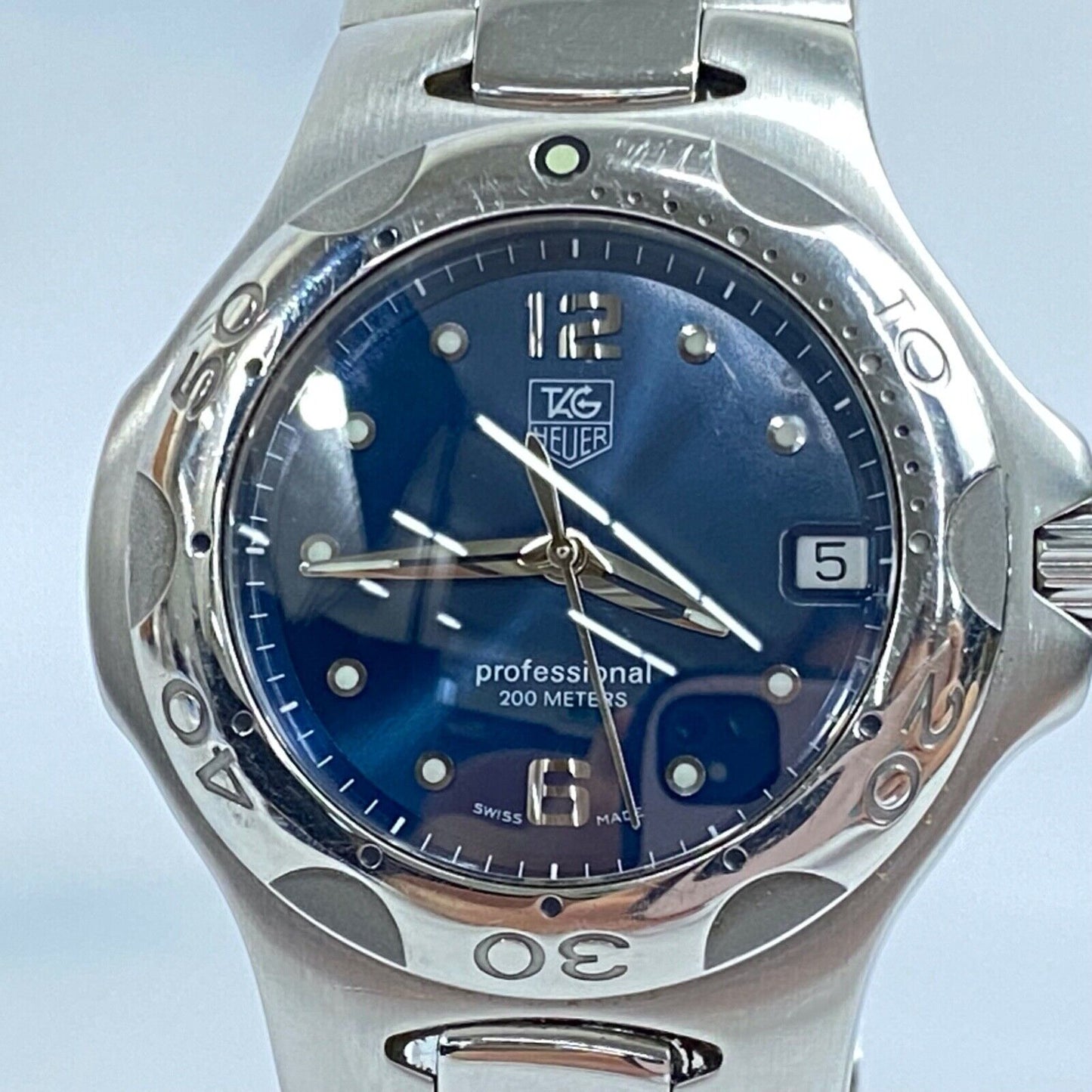 TAG HEUER Kirium WL111F Quartz Swiss Date Blue Dial Mens Watch Vintage Excellent