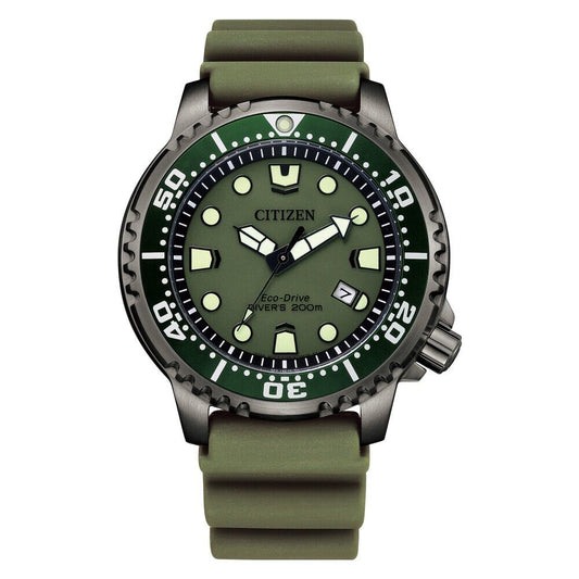 Citizen BN0157-11X Promaster Solar Eco Drive Marine Series Green Date Japan New