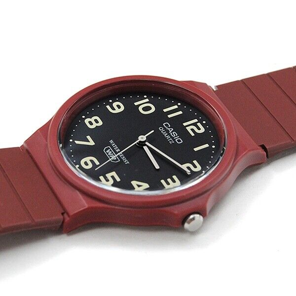 CASIO Standard MQ-24UC-4BJF Black Dial Red Analog Quartz Mens Watch New Japan