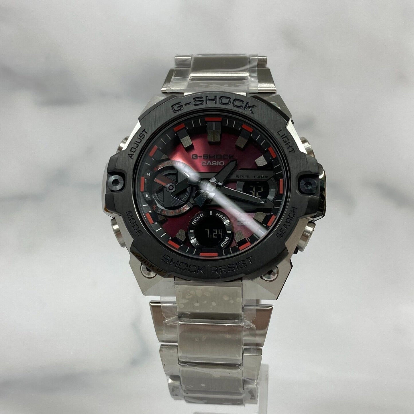 CASIO G-Shock GST-B400AD-1A4 G-Steel Stainless Steel Solar Fire Red Watch New