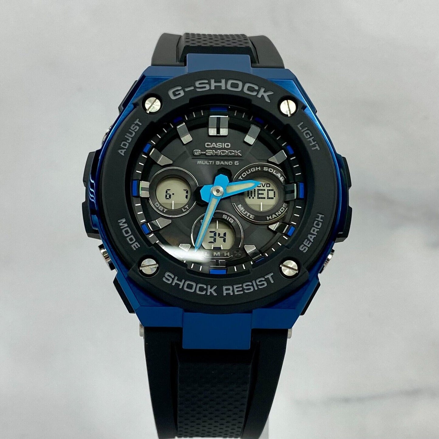 CASIO G-Shock GST-W300G-1A2JF G-STEEL Radio Solar Black Blue Mens Watch New