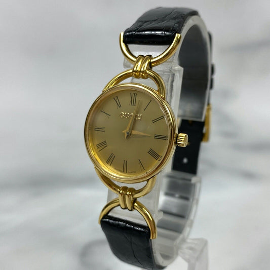 GUCCI 6000.2.L Swiss Gold Dial Roman Numerals Womens Watch Vintage Excellent