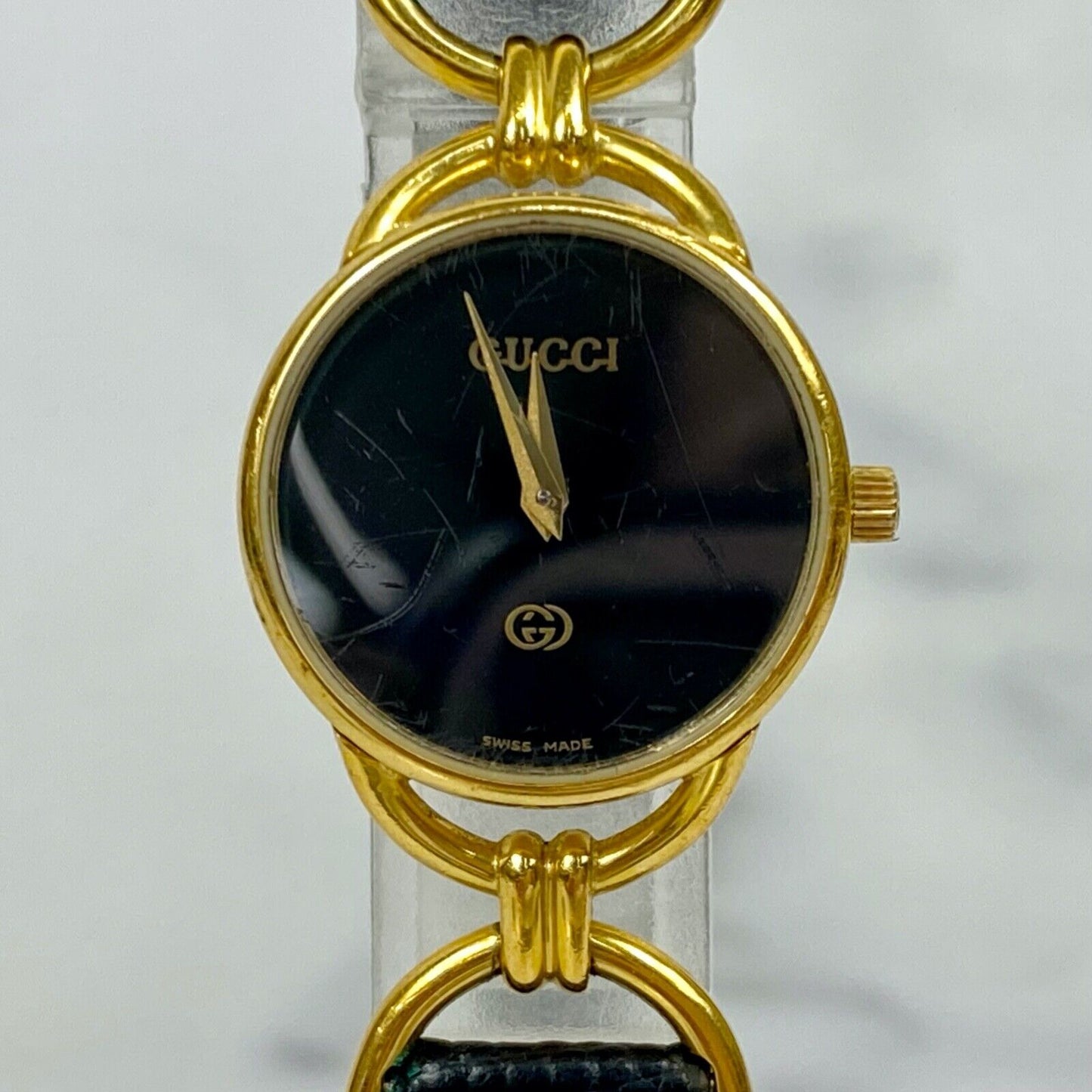 GUCCI 6000L Swiss Made Black Dial Analog Quartz Womens Watch Vintage Excellent