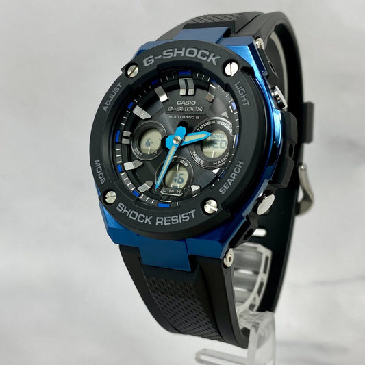 CASIO G-Shock GST-W300G-1A2JF G-STEEL Radio Solar Black Blue Mens Watch New